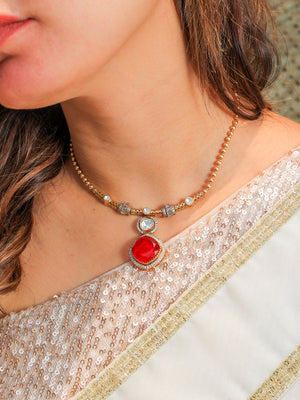 Kalpi Copper brass with stone necklace set