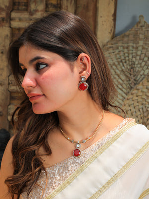 Kalpi Copper brass with stone necklace set