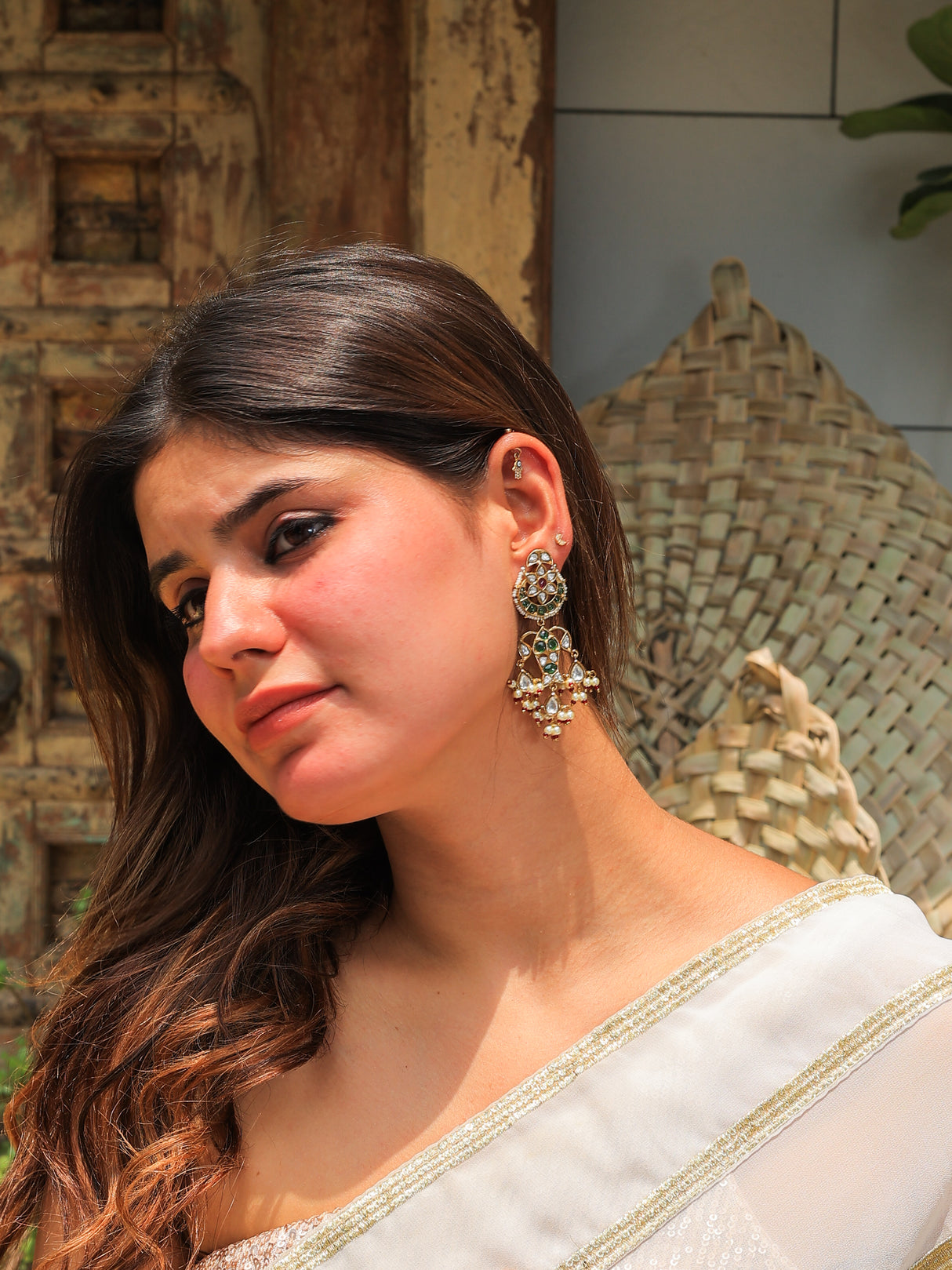 Maharani Pachi kundan Earrings