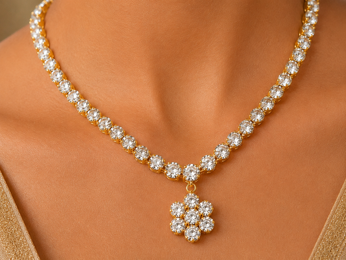 Darpan Golden Necklace Set