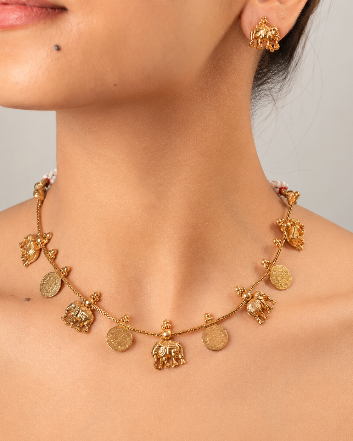 Shirin Floral Coin Charm Necklace Set