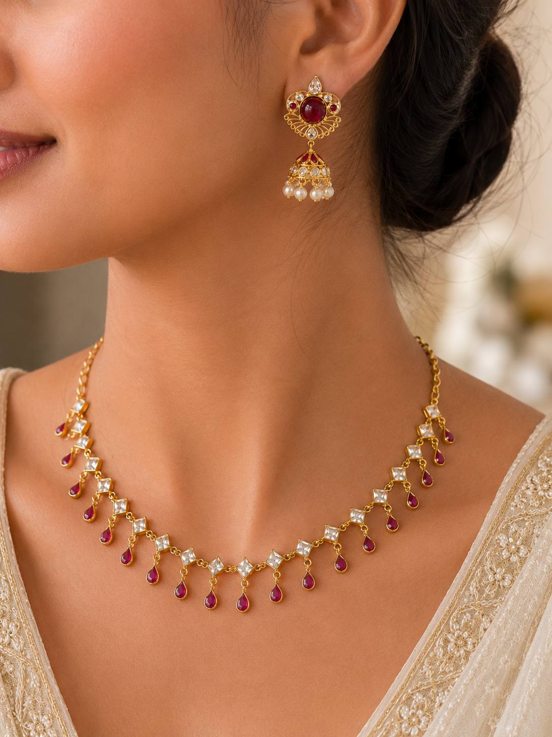 Chameli Drop Necklace Set
