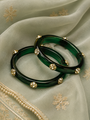 Viyan Dark Emerald Green Radiance Crystal Bangles