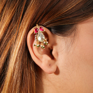 Sakina Traditional Kundan Pearl Drop Ear Cuff