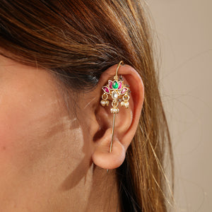 Jahanara Traditional Kundan Pearl Drop Ear Cuff