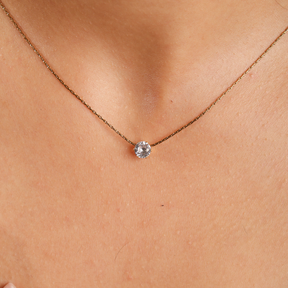 Hafsa Solitaire Crystal Pendant Necklace