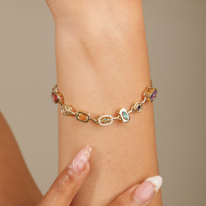Sumayyah Multi-Color stone Gold Link Bracelet