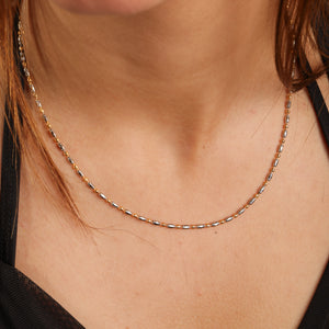 Safiya Two-Tone Beaded Minimal Chain Necklace