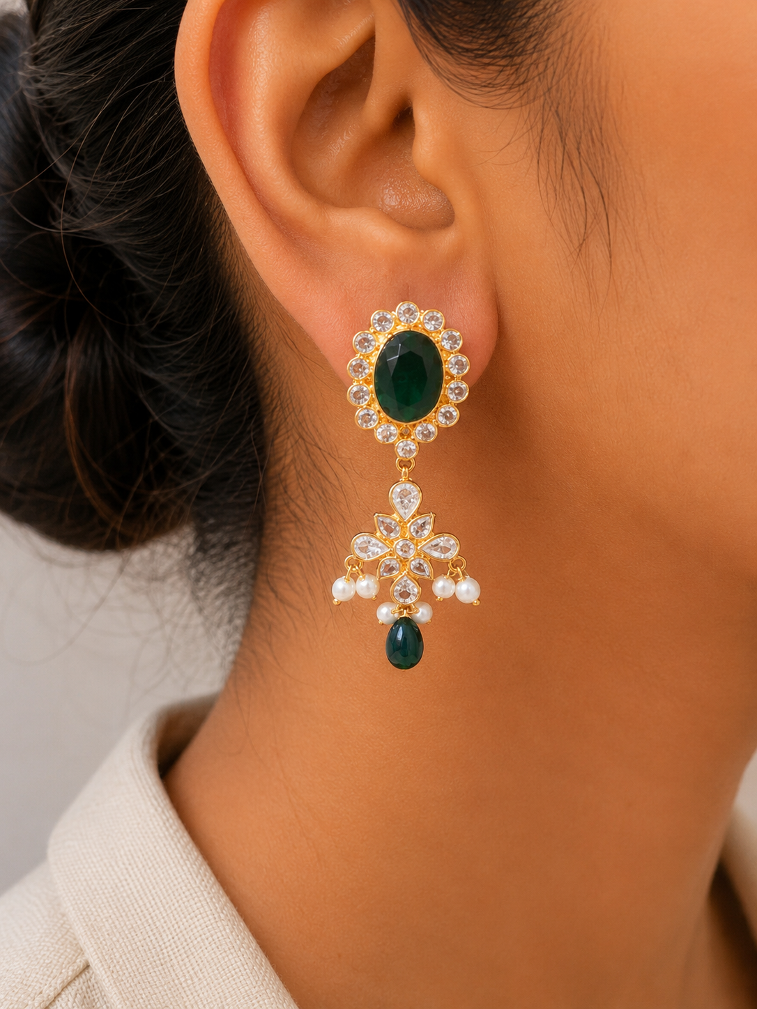 Noor Emerald Floral Drop Earrings