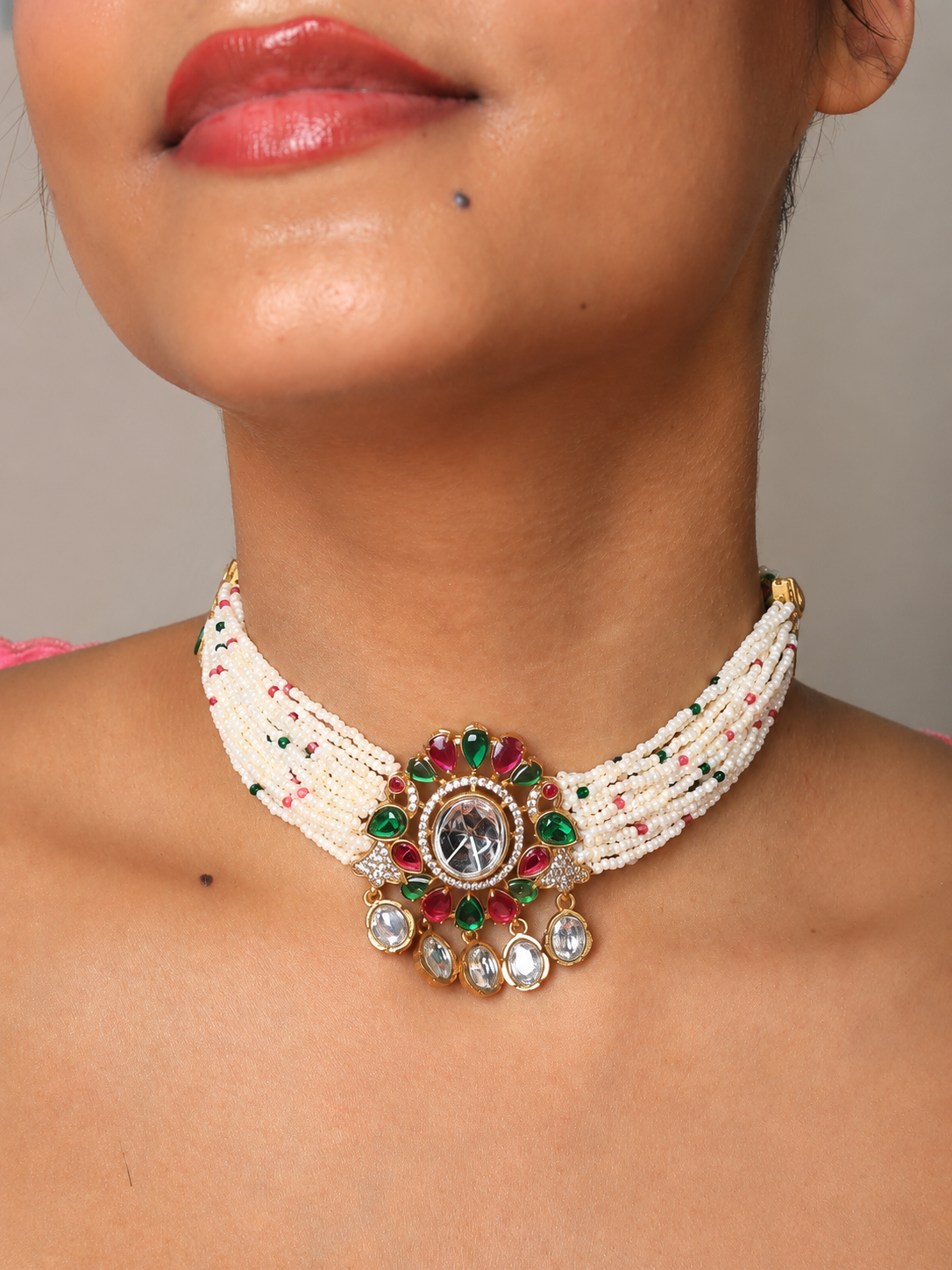 Rajkanwar Royal Pearl Kundan Choker Set