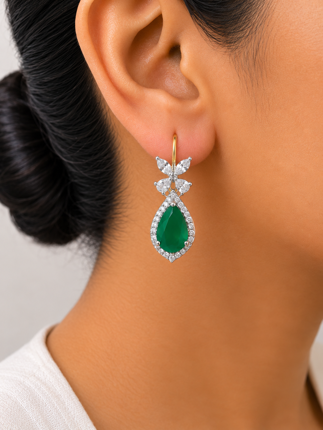 Armina Emerald Butterfly Teardrop Earrings