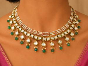 Tulsi Emerald Pearl Necklace Set