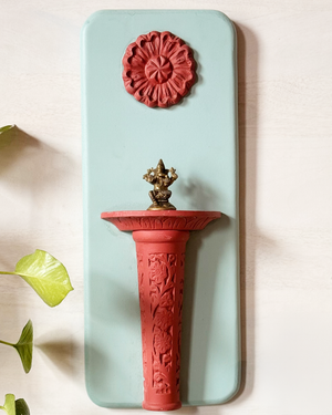 Olive Green and Red Rustic Carved Wall Décor