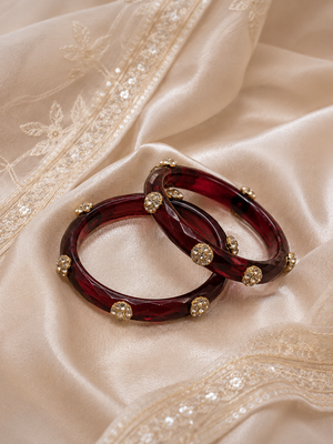Viyan Maroon Radiance Crystal Bangles