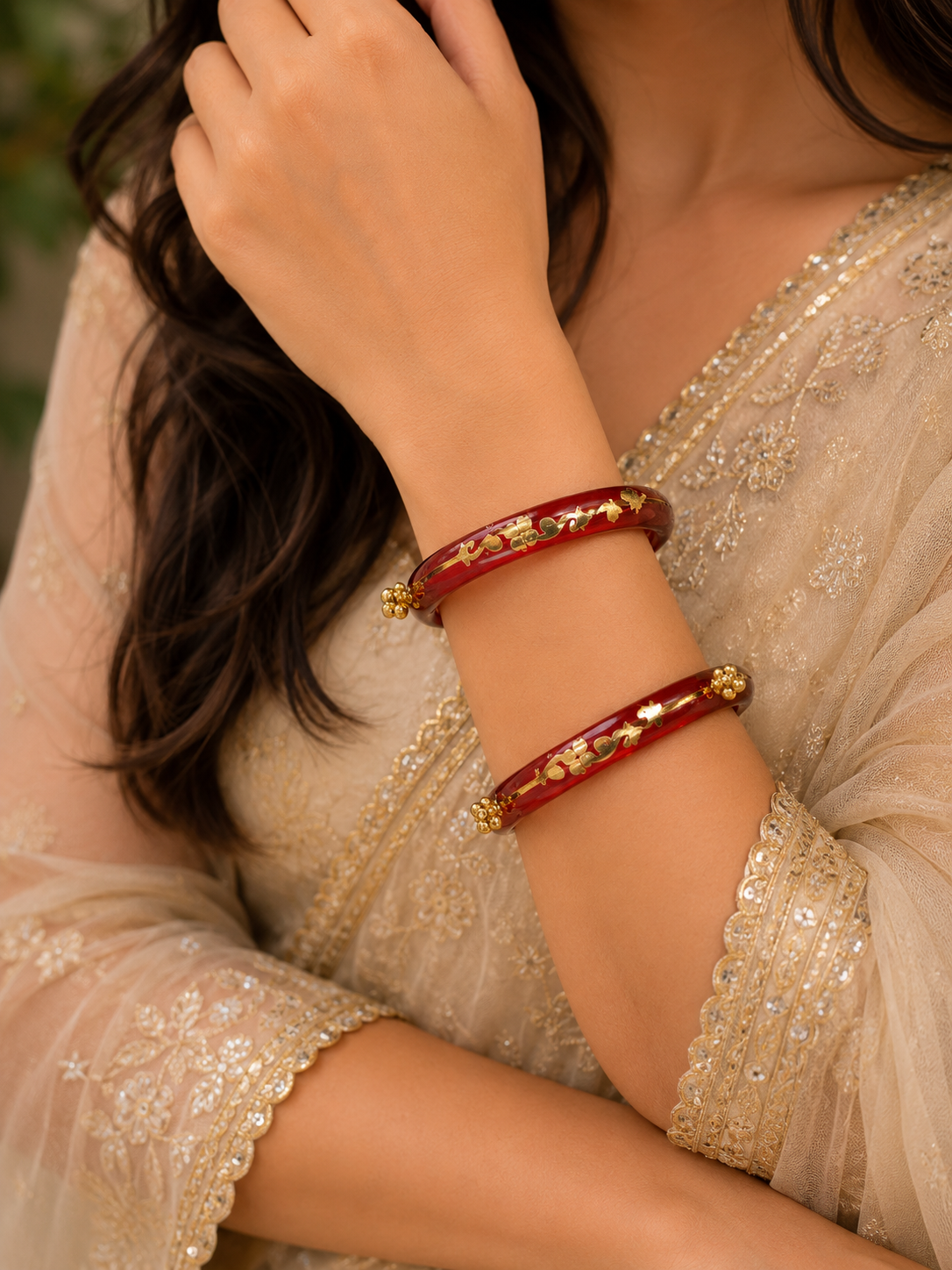 Arnika Red Bloom Designer Bangles