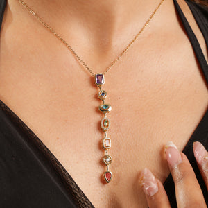 Maryam Multi-Stone Drop Pendant Necklace