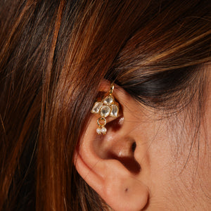 Noor Traditional Kundan Pearl Drop Ear Cuff