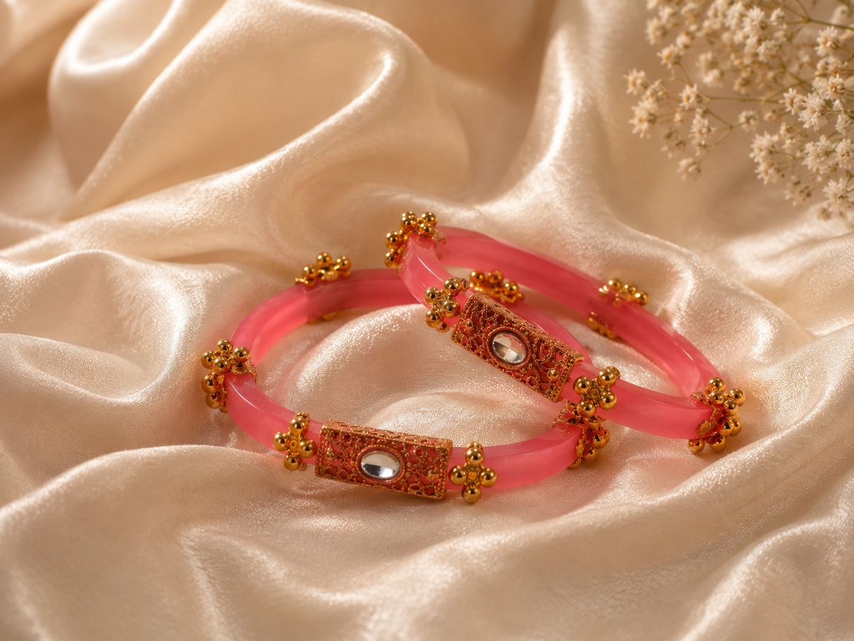 Jhankaar Regal Elegance Kundan Bangles (Set of 2 pcs)