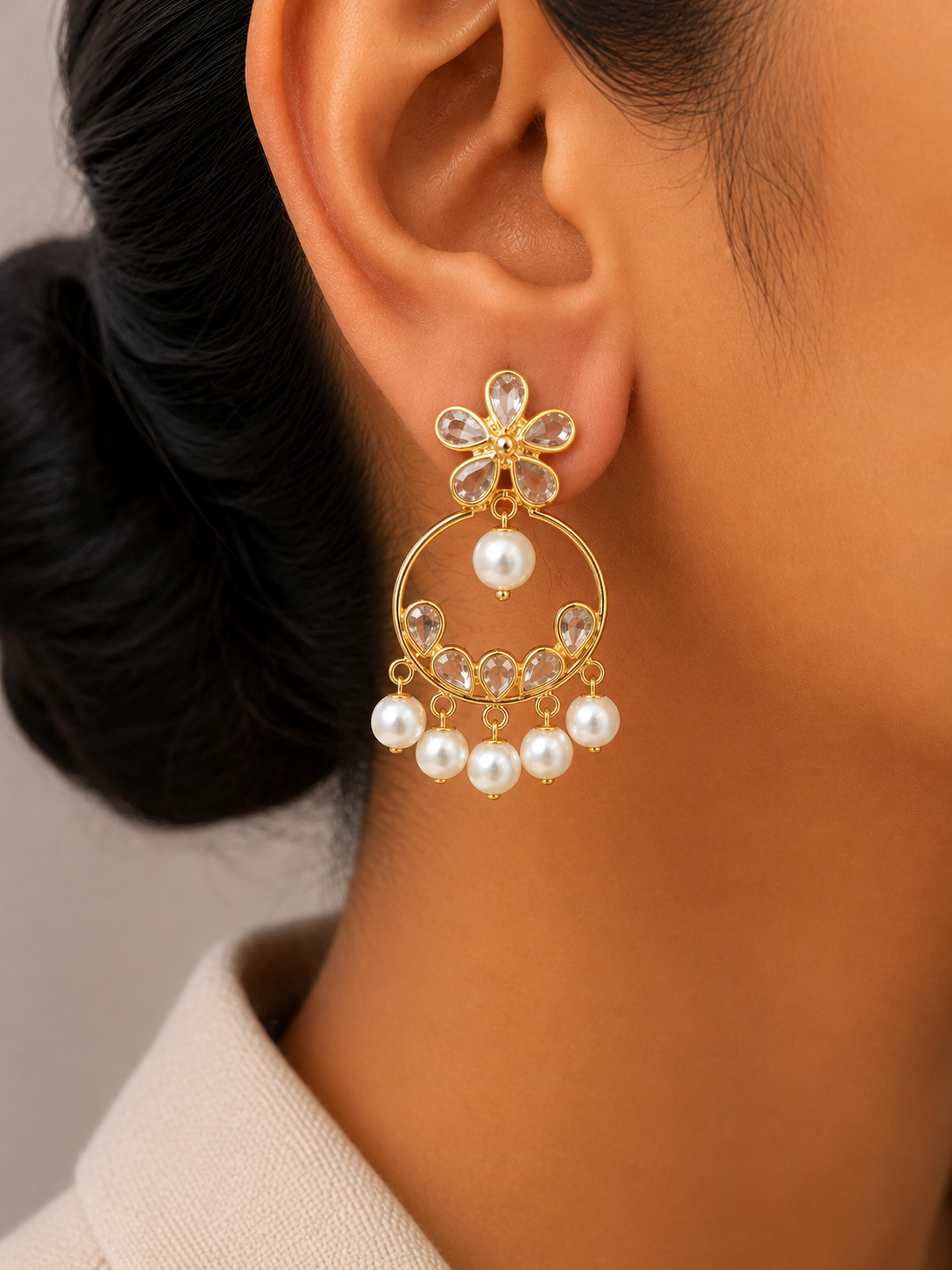 Nura Pearl Halo Earrings