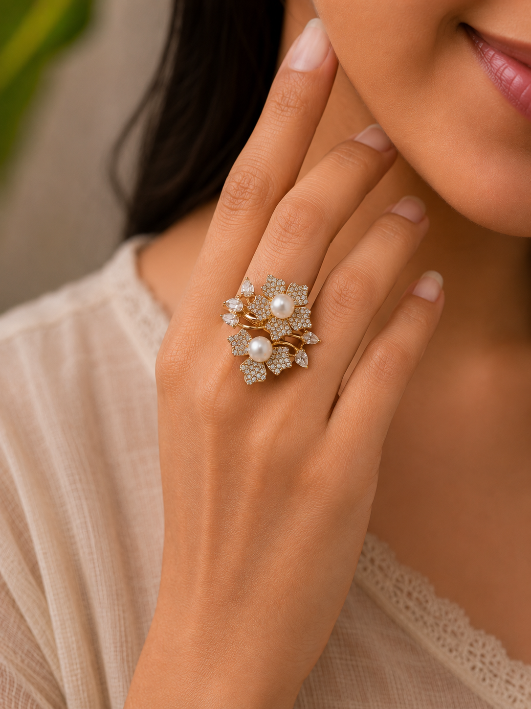 Darya Pearl Blossom Luxe Statement Ring