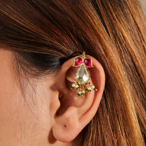 Sakina Traditional Kundan Pearl Drop Ear Cuff