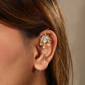 Jahanara Traditional Kundan Pearl Drop Ear Cuff