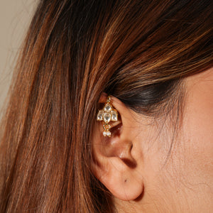 Noor Traditional Kundan Pearl Drop Ear Cuff