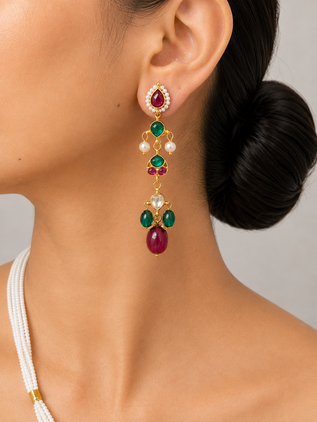 Sonakshi Emerald Ruby Pearl Choker Set