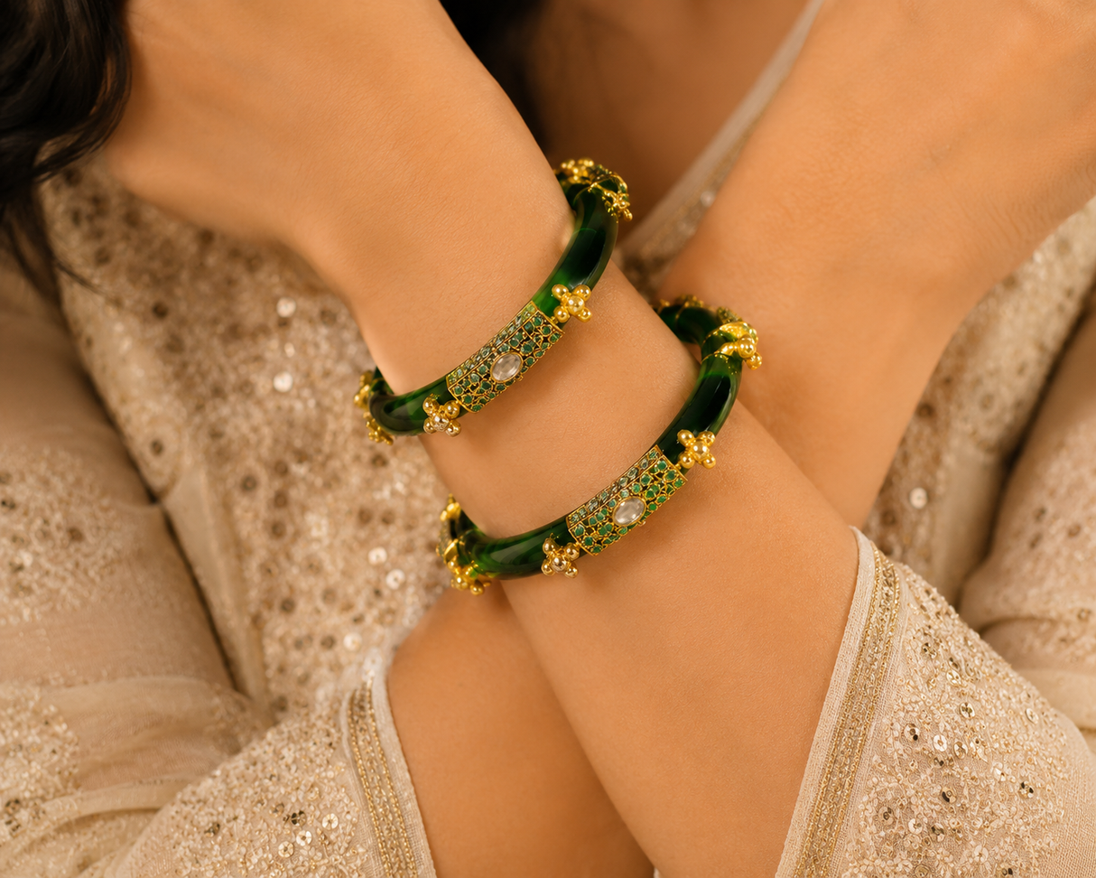 Jhankaar Regal Elegance Kundan Bangles (Set of 2 pcs)