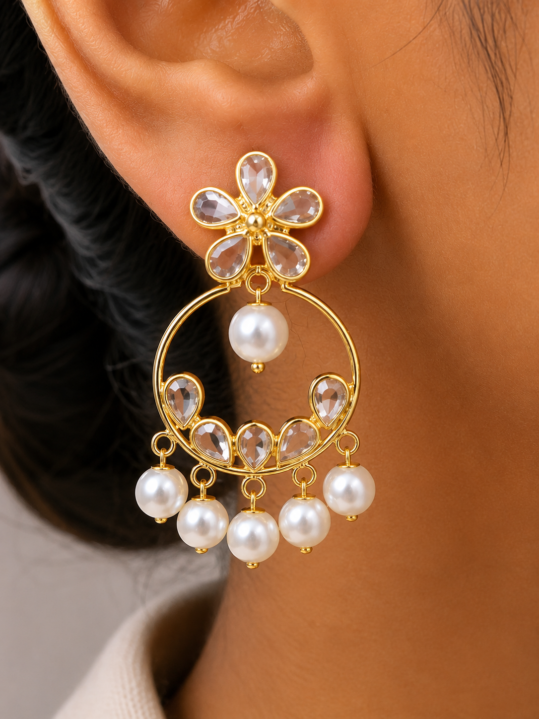 Nura Pearl Halo Earrings