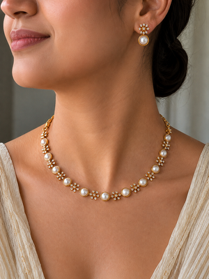 Palash Pearl Bloom Necklace Set
