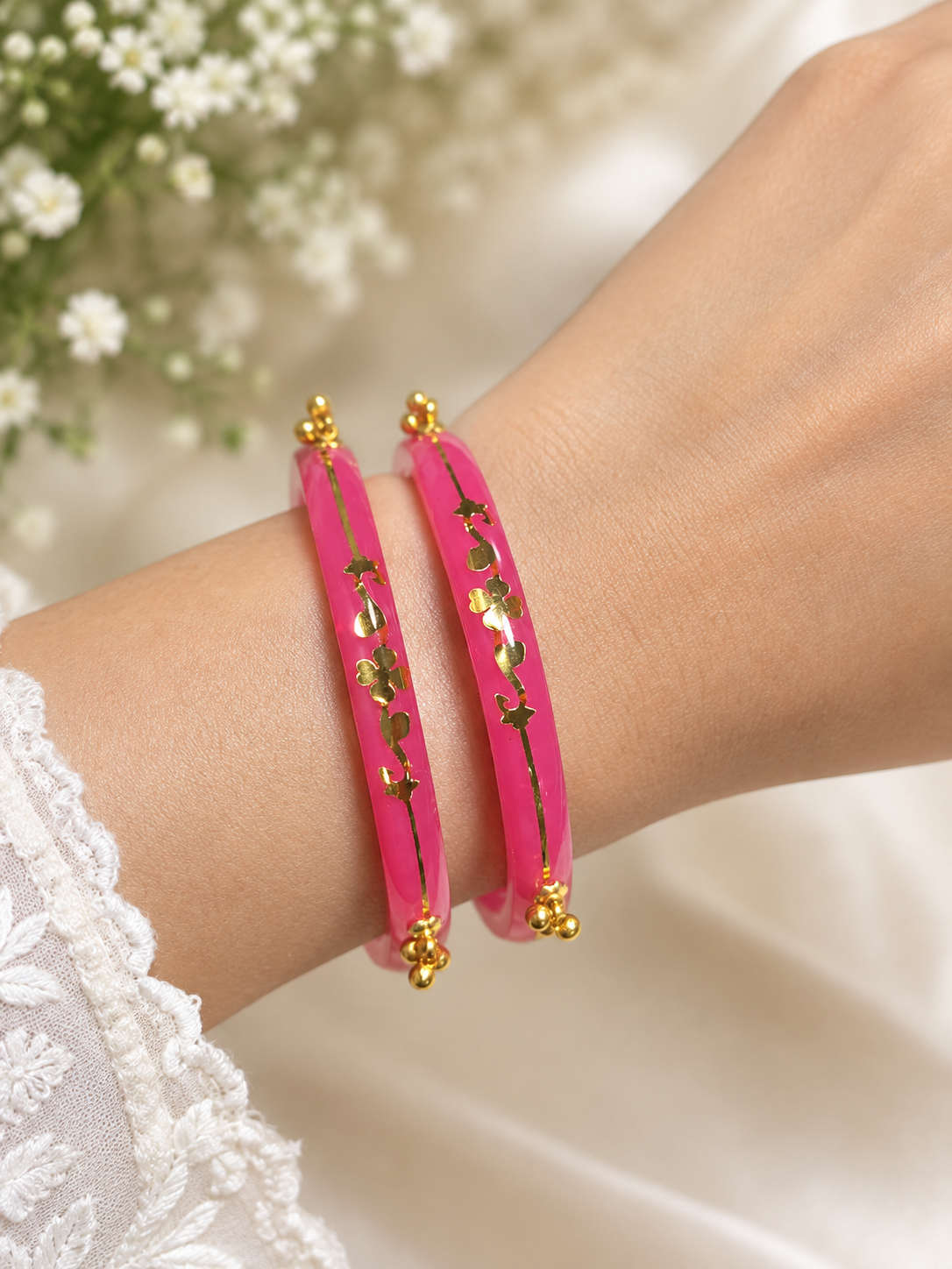 Arnika Pink Bloom Designer Bangles
