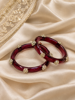 Viyan Wine Radiance Crystal Bangles