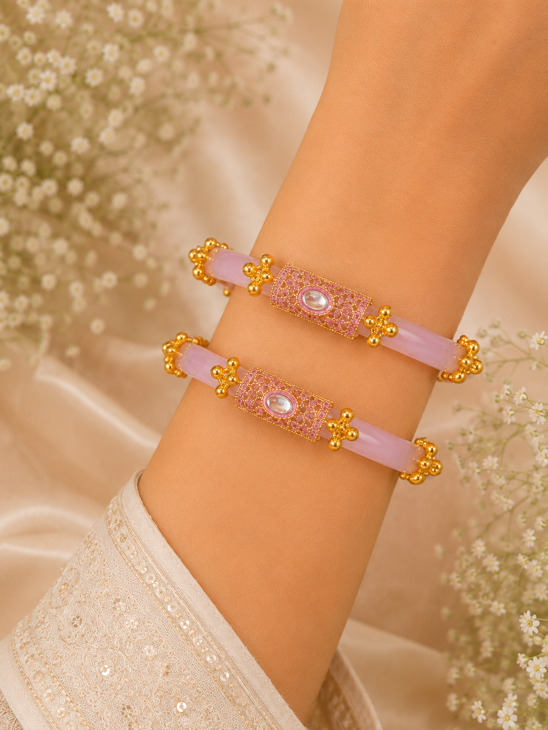 Jhankaar Regal Elegance Kundan Bangles (Set of 2 pcs)