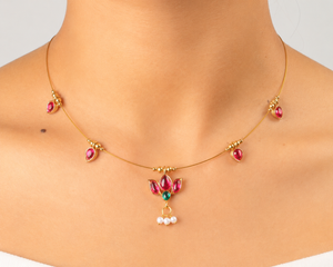 Yasmeen Pink Floral Pendant Necklace