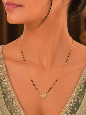 Classic Black Bead Halo Mangalsutra