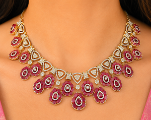 Gulabo Ruby Teardrop Statement Necklace Set