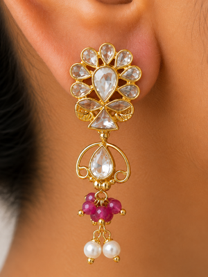 Gulab Noor Crystal Pearl Earrings
