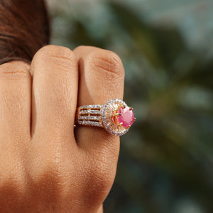 Golnar Royal Ruby Diamond Halo stone Ring