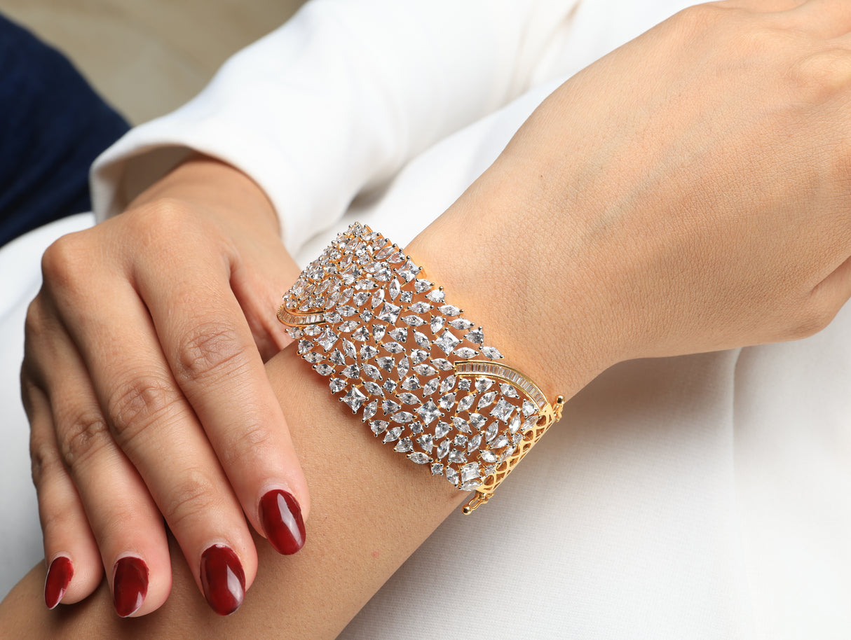 Farnaz Crystal Cascade Cuff Bracelet