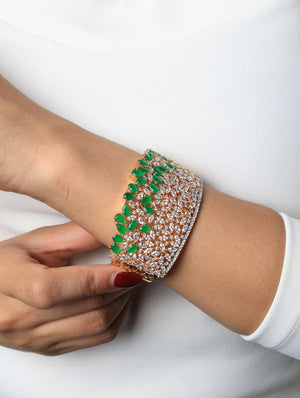 Farin Emerald Crystal Statement Cuff Bracelet