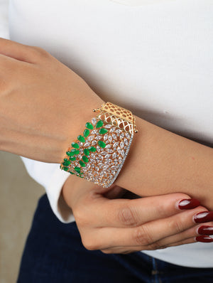 Farin Emerald Crystal Statement Cuff Bracelet
