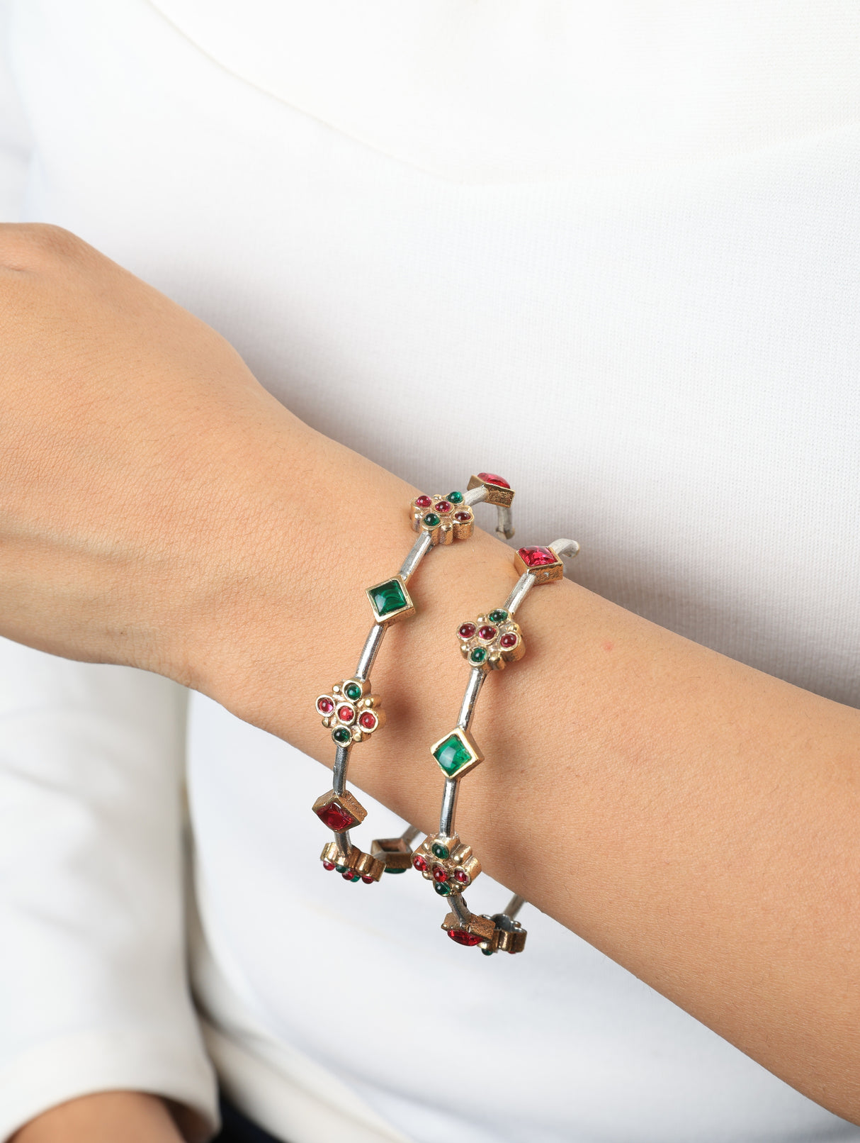 Anisa Set-of-2 Multicolor Geometric Stone Bracelet