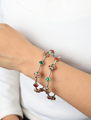 Anisa Set-of-2 Multicolor Geometric Stone Bracelet
