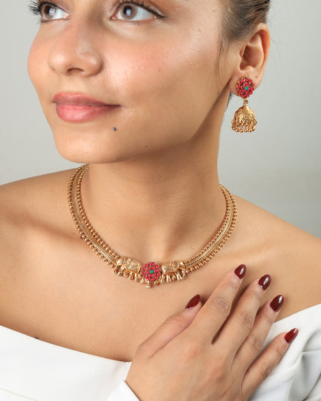 Gulrukh Floral Kundan Necklace Set