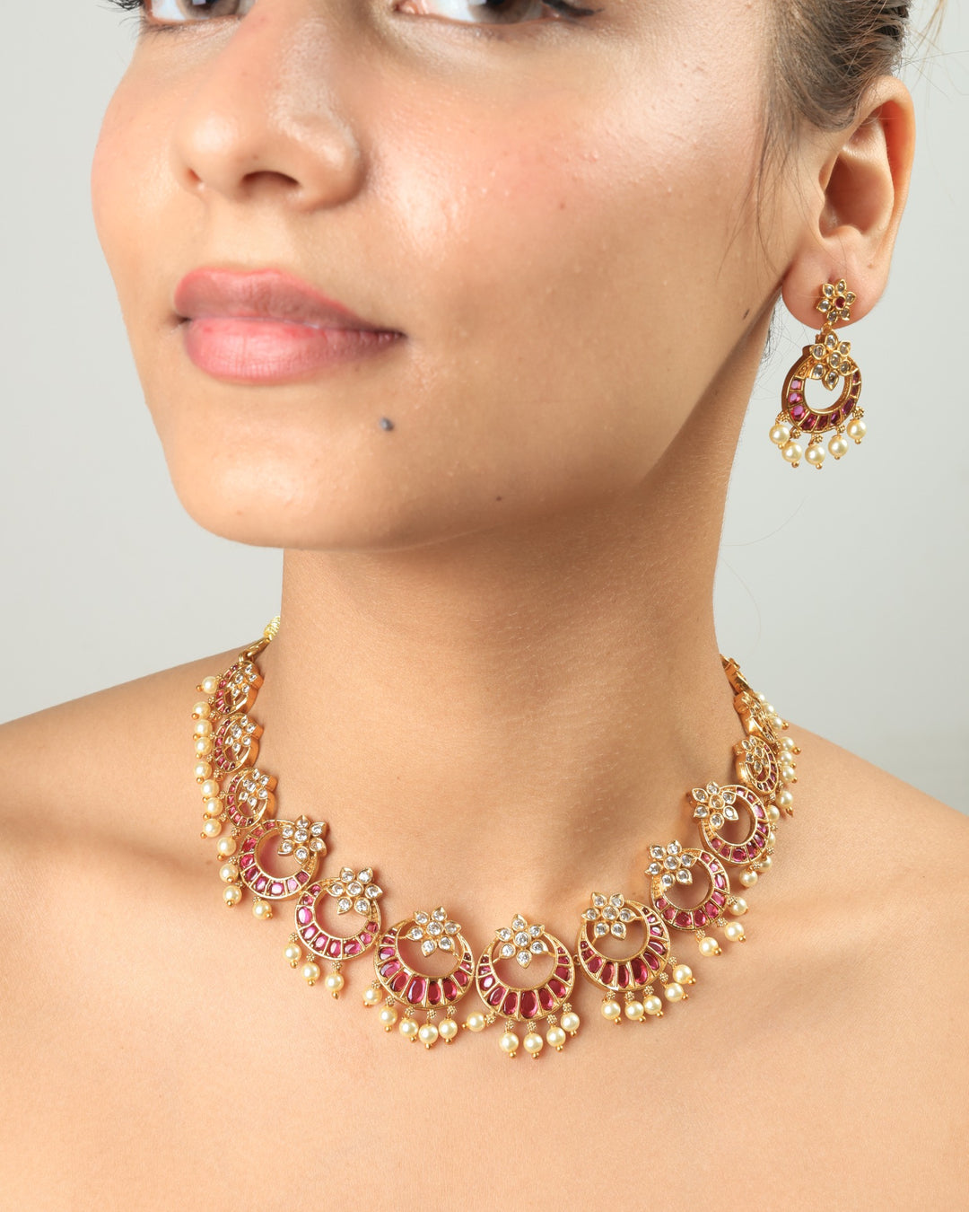 Mahnoor Ruby Kundan Necklace Set