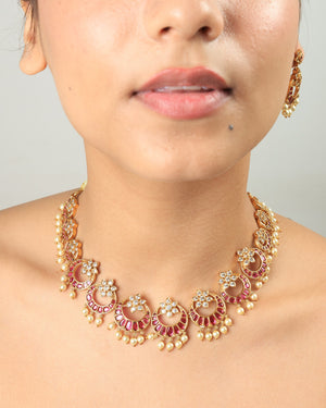 Mahnoor Ruby Kundan Necklace Set