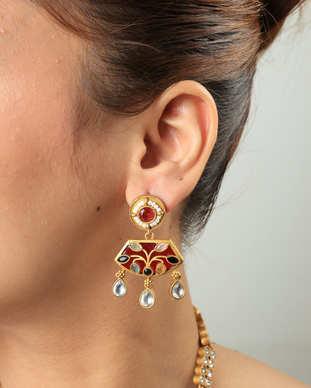 Parnian Royal Multicolour Kundan Pendant Necklace set