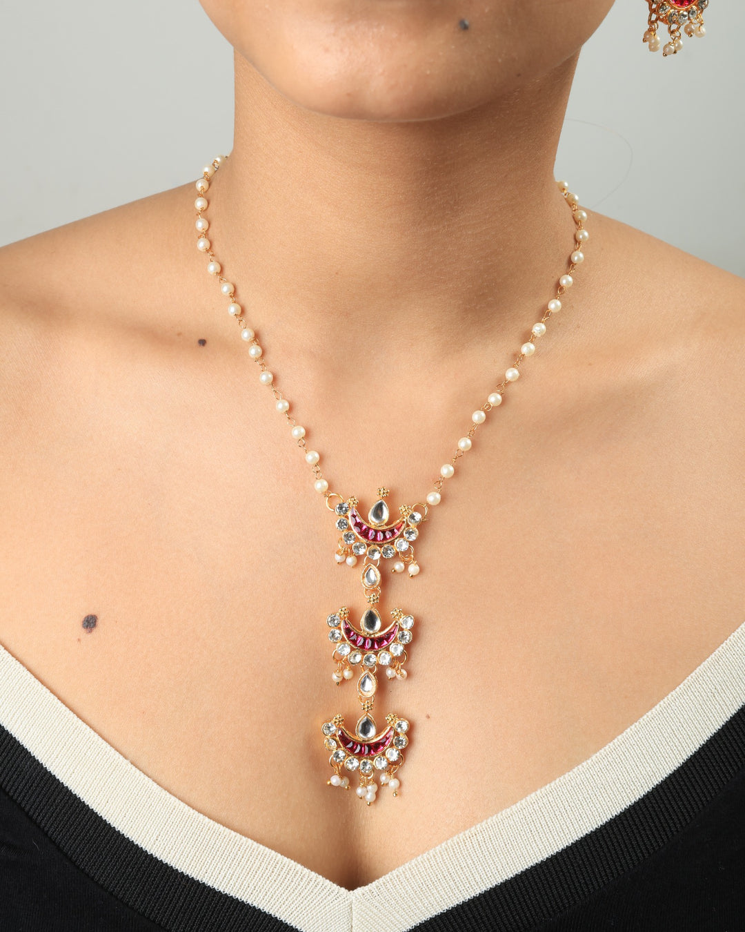 Roxana Pearl & Kundan Layered Pendant Necklace Set