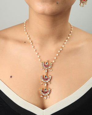 Roxana Pearl & Kundan Layered Pendant Necklace Set